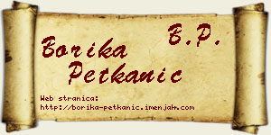 Borika Petkanić vizit kartica